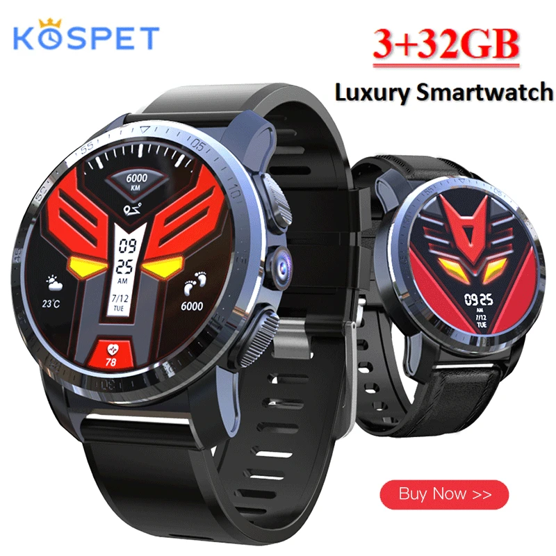 Смарт часы KOSPET Optimus Pro для телефона 3 ГБ 32 пульсометр 800 мАч аккумулятор двойная
