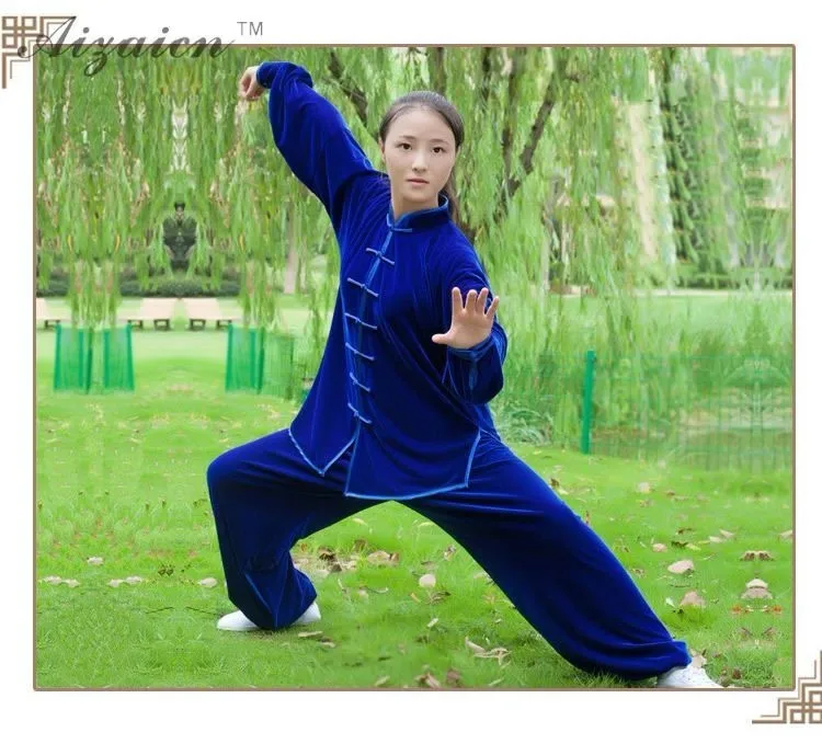 Для мужчин женщин Pleuche Ткань утолщенная теплая Tai Chi Одежда Кунг-фу костюм форма для боевых искусств Taiji ушу зимний костюм для пары