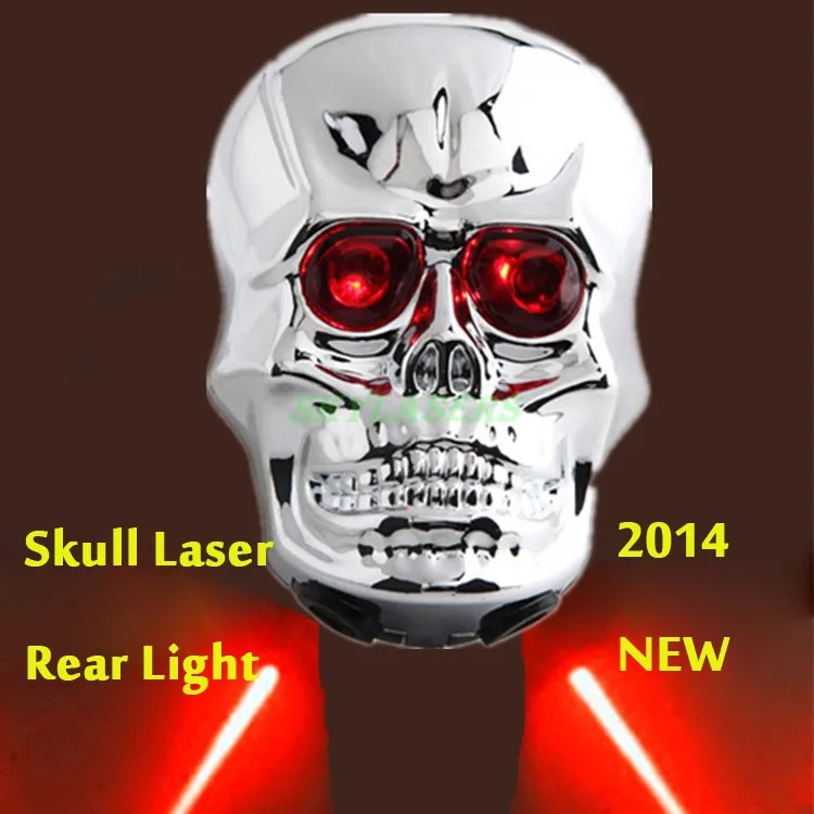 2Pcs Red Blue Skull Head Skeleton Decorative MTB Bike Rear Tail Flashing Light