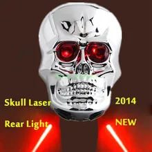 В форме головы черепа велосипедный светильник 2-Mode 2 лазерный луч и 6-Mode 2 светодиодный задний светильник