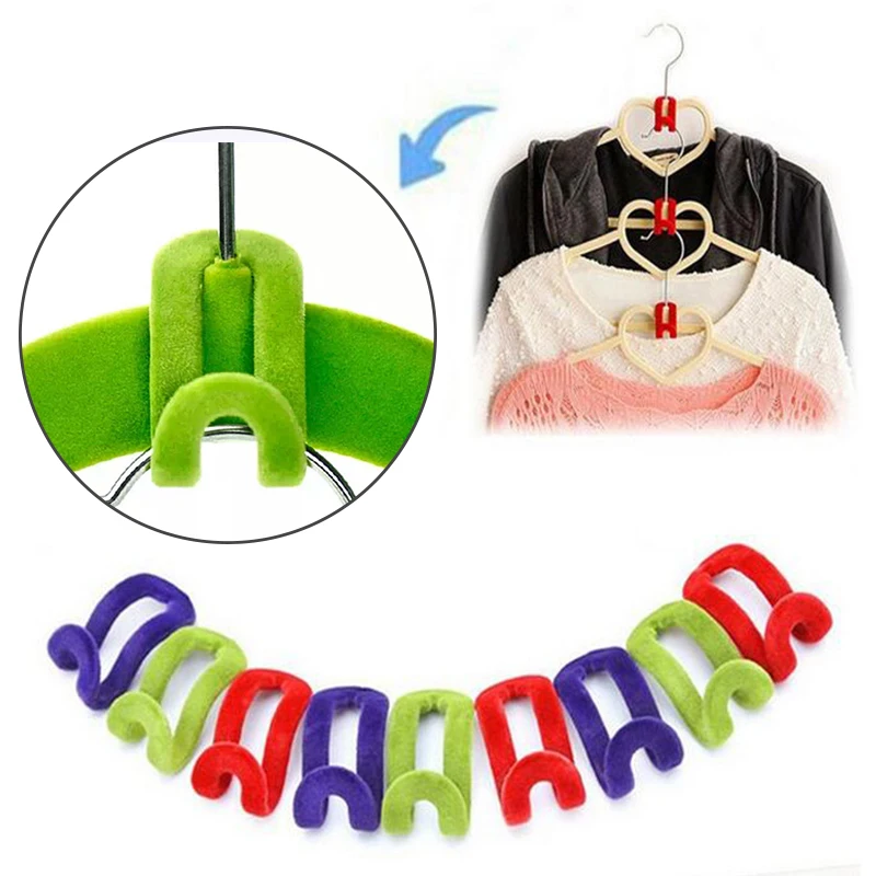 Best 10pcs Creative Colorful Novelty Anti slip Mini Flocking Clothes Rack Hanger Hooks Holders (Random Color)