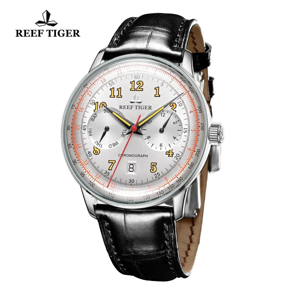 Reef Tiger/RT классические винтажные часы мужские автоматические светящиеся из