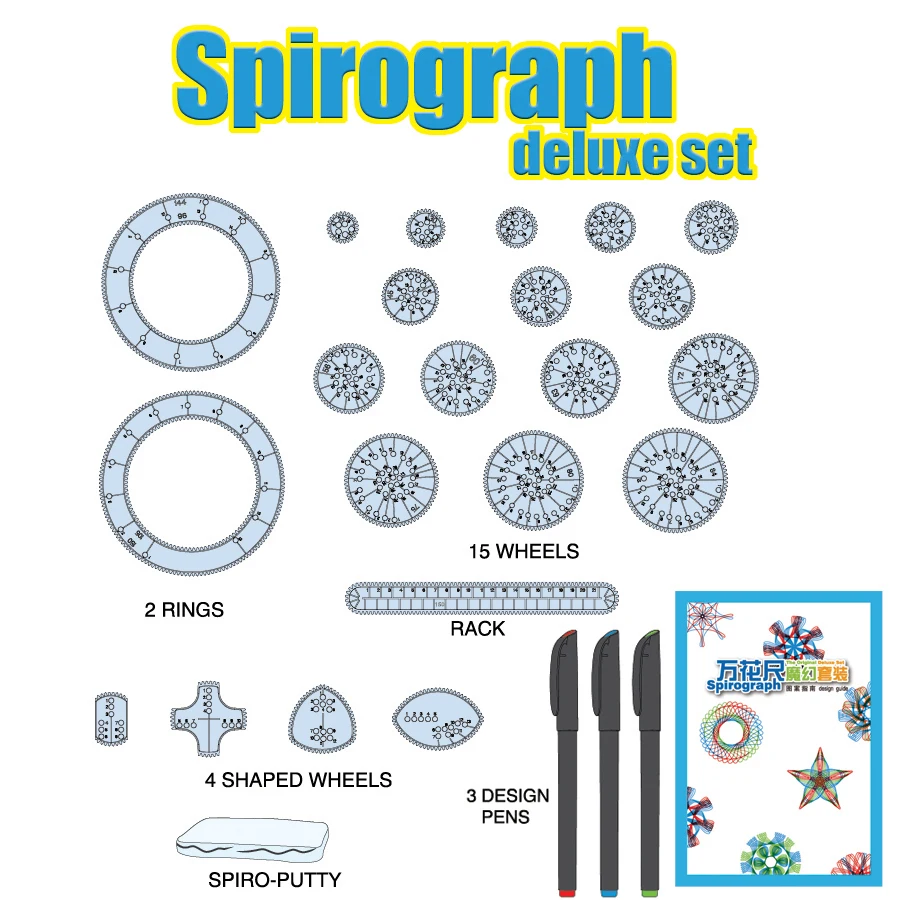 Спирографа, Набор детских игрушек 22/30 шт. аксессуары для ванной комнаты с 3 ручками, творческая спираль дизайн живопись обучающая развивающая игрушка для детей