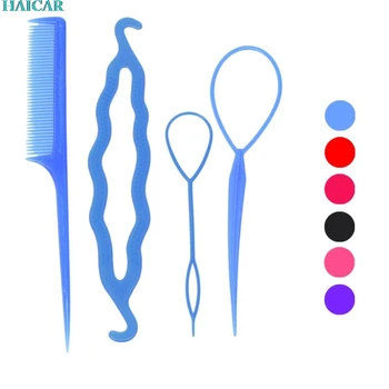 

4 pc Clamping Hairstyle Entrainment Tied Hair Weaving Hairstyle Device for editing head dumpling tool rod feb20