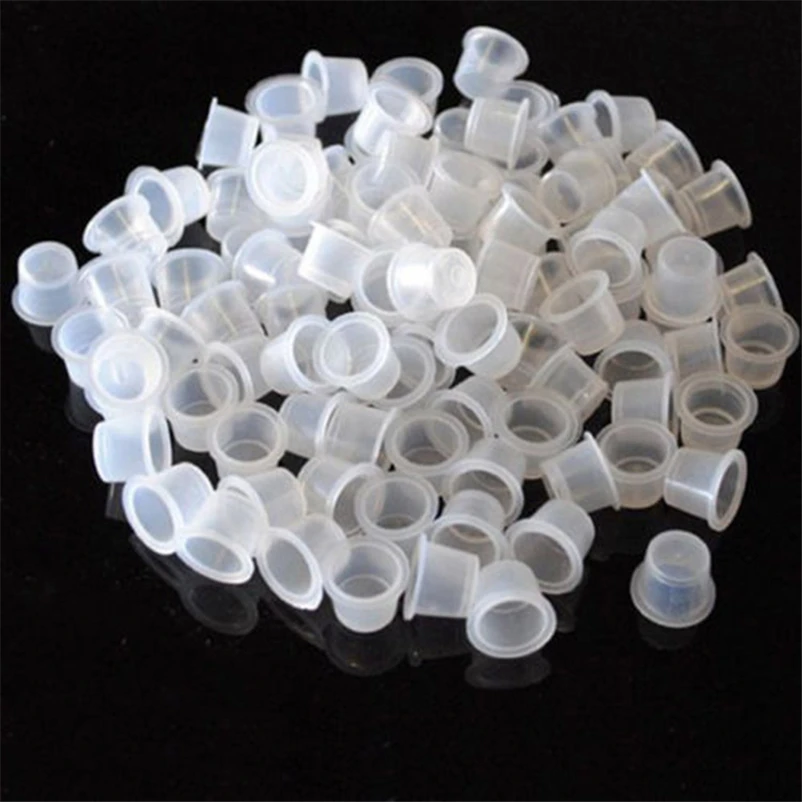 

100pcs Plastic Tattoo Ink Cups For Permanent Tattoo Makeup Eyebrow Makeup Pigment Container Caps Disposable Accessories 0.8cm