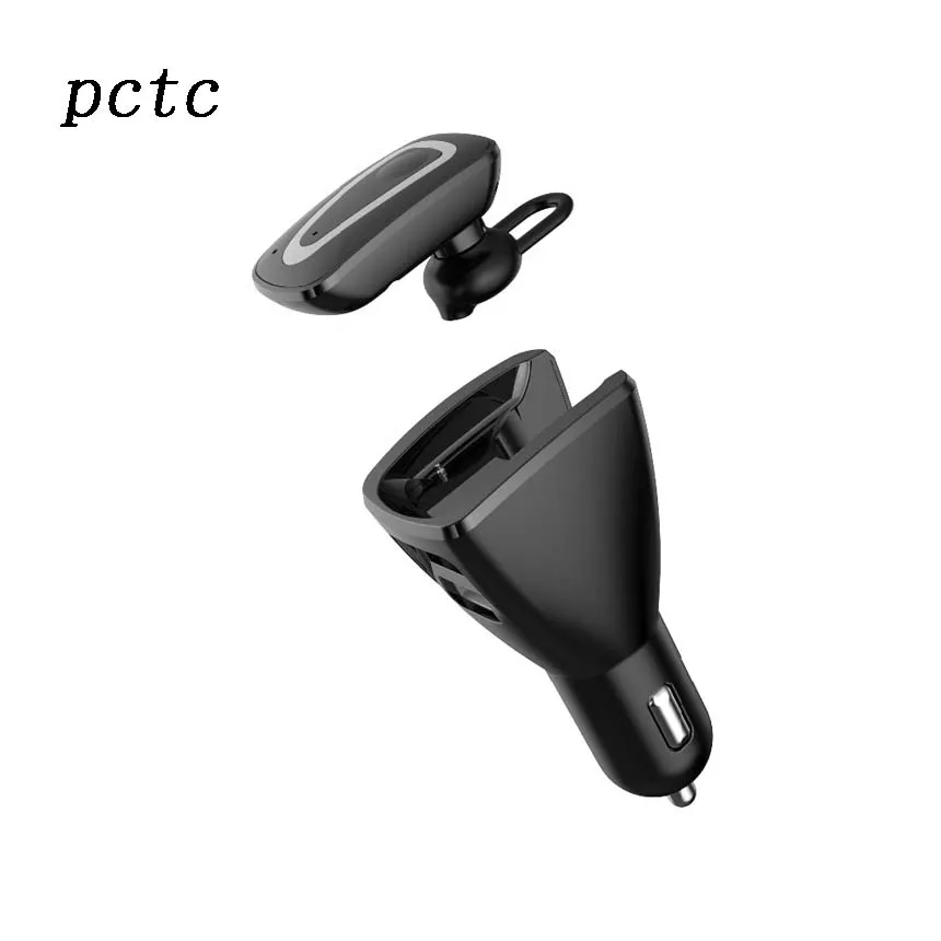 PCTC 2 in 1 Bluetooth Earphone Car Charger Adapter with Noise