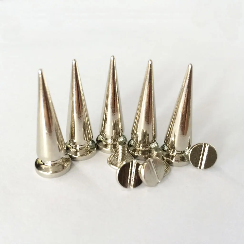  20 Sets Skull Cone Studs Rivets Punk Rock Spikes Shoes Bag DIY Leather Craft Silver