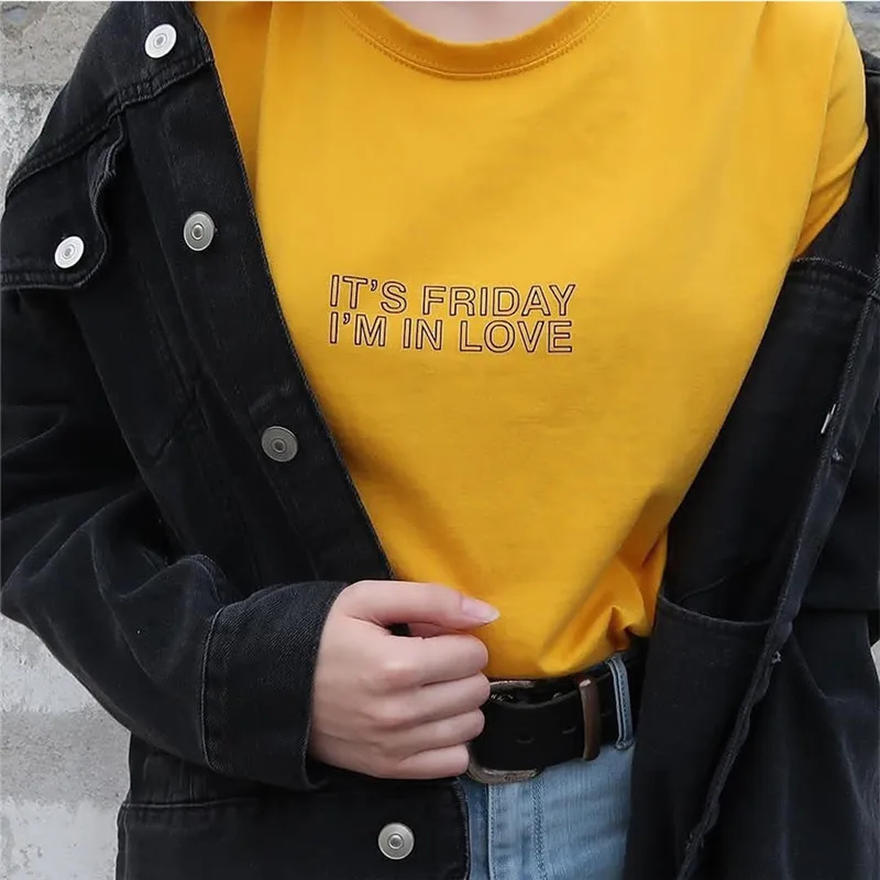 Футболки с надписью It's Friday I'm In Love эстетическая одежда женские футболки