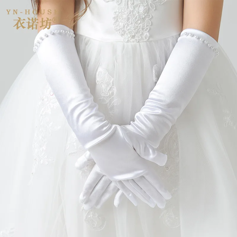 Buy Newest Fashion Kids White Gloves Stretch Satin