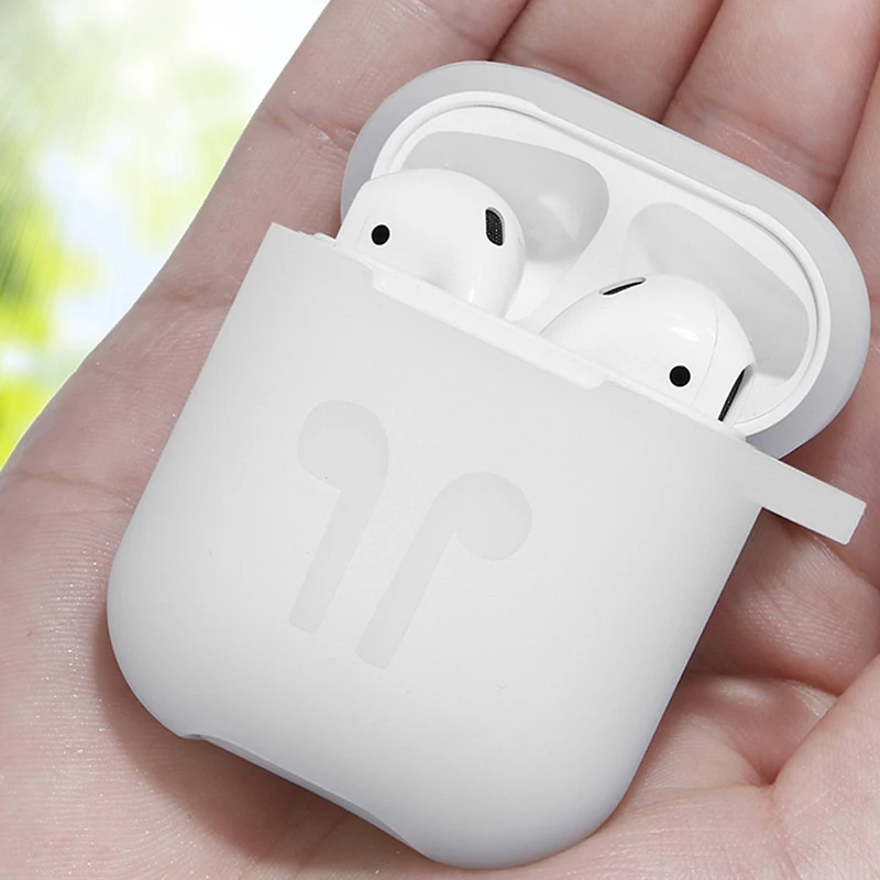For Apple Airpods Silicone Case Soft Cover Protector with Dust Plug Anti Lost Strap Sleeve Pouch for Air pods Earphone (5)