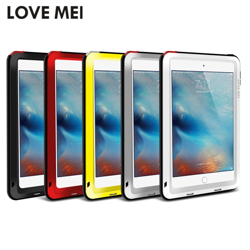 Amor Mei potente a prueba de golpes a prueba de aluminio de la cubierta del caso para Apple iPad aire/aire 2/Mini/2/3/4/5/6/CaseHeavy w/gorila Vidrio Templado - 1