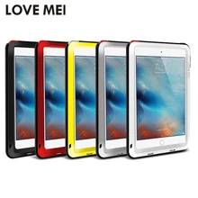 Liebe mei leistungsstarke shockproof aluminium case abdeckung für apple ipad air/air 2/mini 2/3/4/5/6 caseheavy w/gorilla hartglas