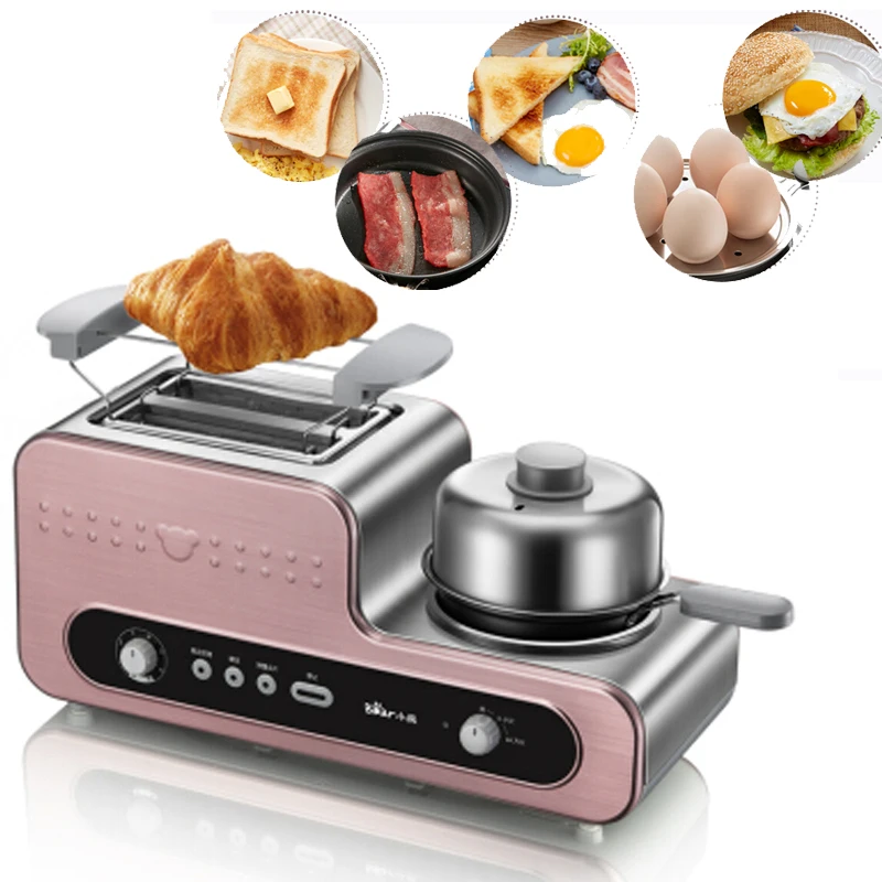 

15%JA84 Multi-functional Stainless Steel 2 Slices Bread Roaster 1230w Automatic 3In1 Breakfast Makers Frying Pan Baking Machine