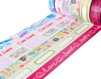 

1Roll(Accept Select Design)15mm Japanese Washi Decorative Adhesive Tape Love Smile Postmark patterns Masking Paper Tape