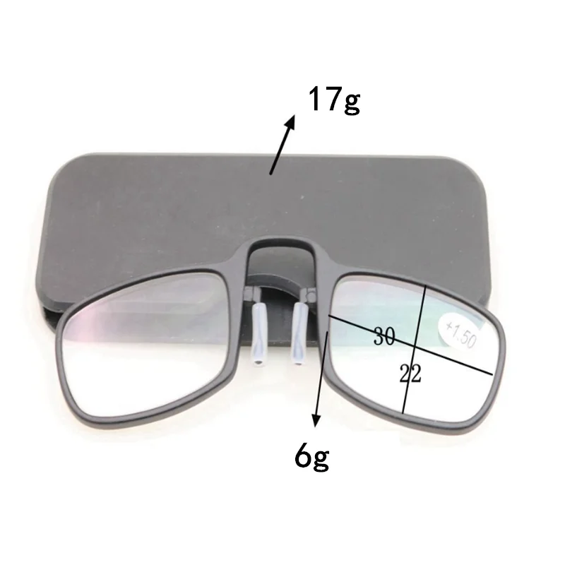 Newest Mini Sticky Reading Glasses Nose Clip on Presbyopic Glasses Men's and Women's Glass Frame Black High Quality Unisex