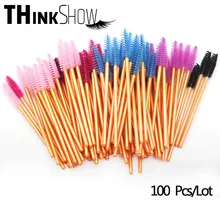 5 цветов щетка для ресниц, 100 шт./лот Индивидуальные ресницы кисти для Красота макияж, накладные ресницы из норки разноцветные кисти