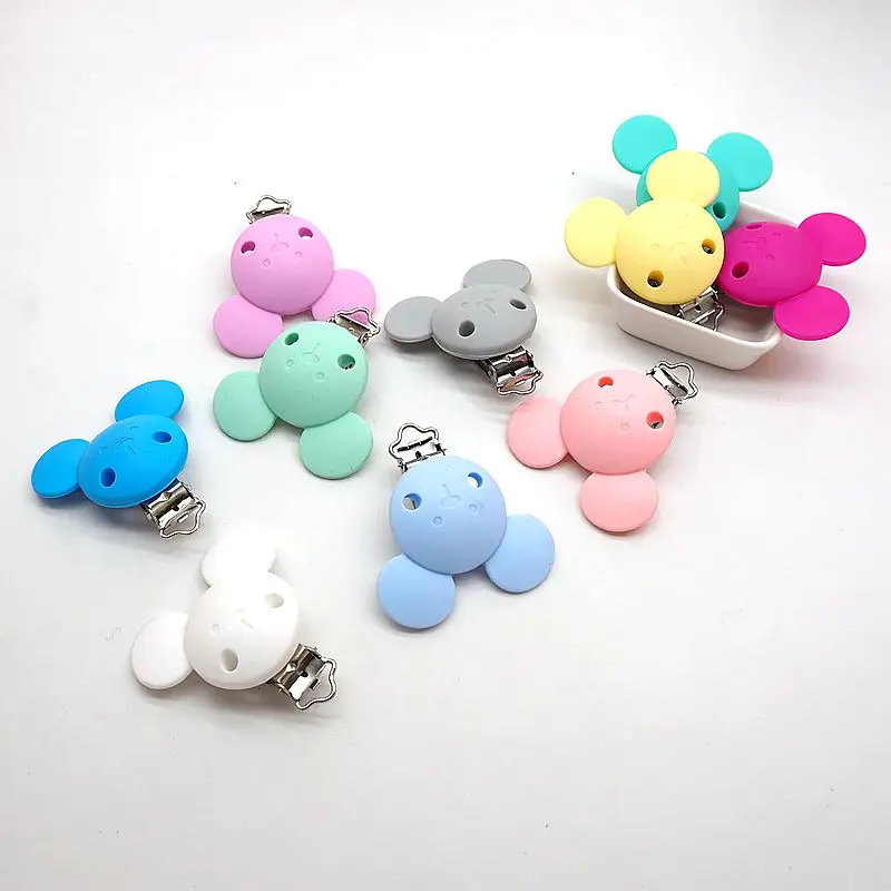 

Chenkai 10PCS BPA Free Silicone Mickey Pacifier Dummy Teether Chain Holder Clips DIY Baby Mouse Animal Nursing Toy Accessories
