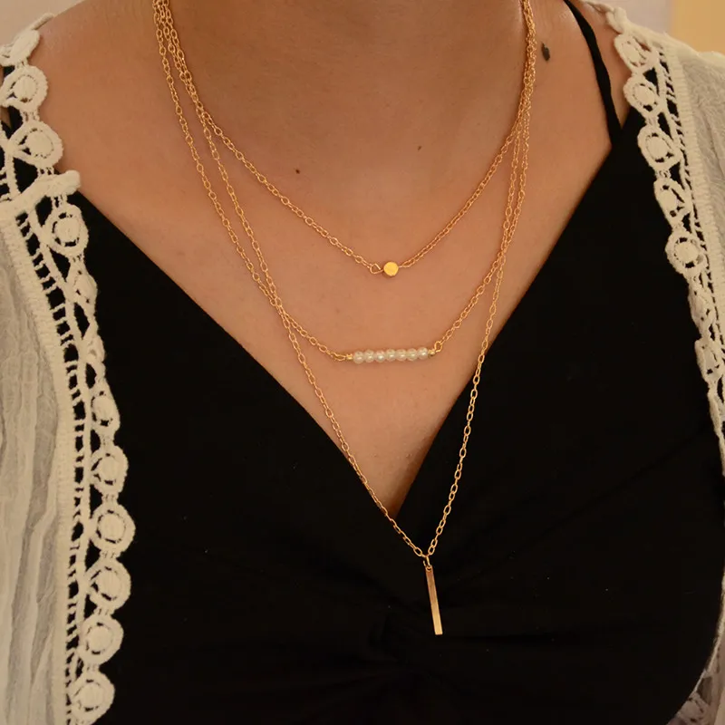 Sindlan золотые жемчужные ожерелья с кисточками длинное ожерелье с подвеской для женщин девушек простое ожерелье геометрическое ожерелье ювелирные изделия