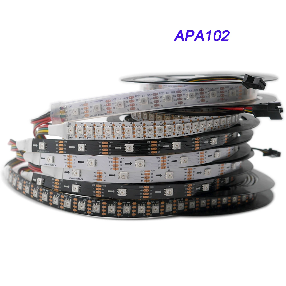 APA102 1 m/5 m Full Цвет 30/36/60/96/144 светодиодный s/m пикселей 5050 IP30/IP67 светодиодный RGB полосы SK9822 подсветка ТВ огни CLK DAT 5V