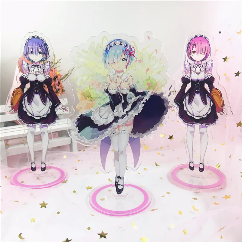 

Anime Life in a different world from zero keychain Emilia Rem Ram cute fun cartoon Acrylic key ring fashion novelty personalized
