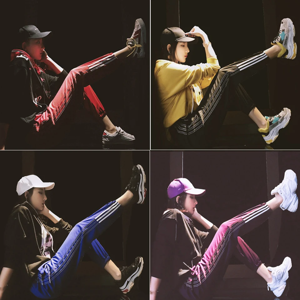 ZYFPGS 2019 Hot Sweatpants Purple Cropped Pants Lines Pants For Women Hip Hop Fashion Casual Loose Plus Size 4XL Young Z1118 ZYFPGS 2019 Hot Sweatpants Purple Cropped Pants Lines Pants For Women Hip Hop Fashion Casual Loose Plus Size 4XL Young Z1118