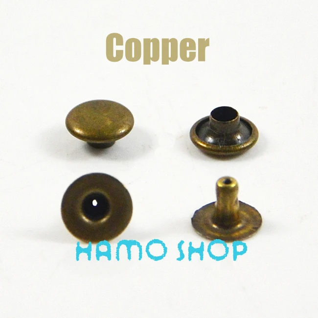 

6mm Copper Metal Circle Flat Rivet Spike Studs Leather craft DIY Fashion Biker Rapid Punk Rock 500pcs/lot Free Shipping