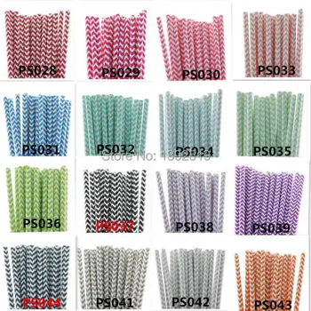 

2000PCS 7.7''/ 19.5cm Paper Drinking Straws Pink Blue Purple Green Chevron Paper Straws