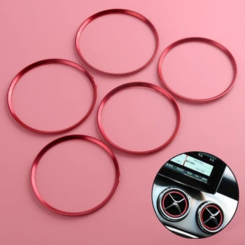 

DWCX 5Pcs Car Red Air Vent Outlet Ring Cover Trim Decoration Fit For Mercedes Benz GLA CLA180 200 220 260