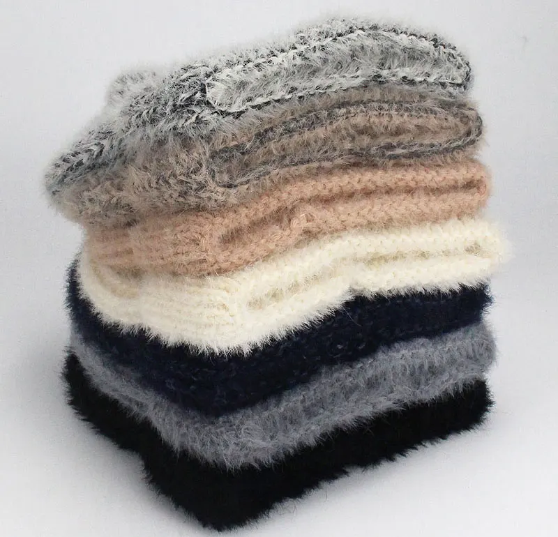 Женские зимние шапки, вязаные шапки из кроличьей шерсти, меховые шапки для женщин, настоящие меховые шапочки, одноцветные шапки для осени и зимы