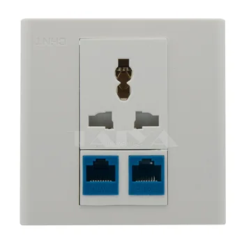 

2 ports CAT6 RJ45 AC power wall plate support DIY