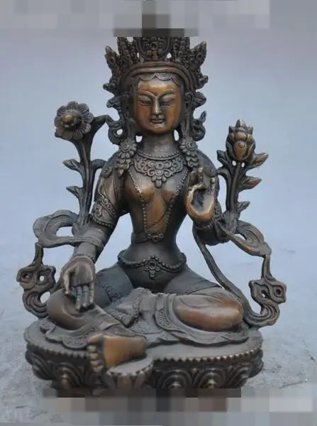 

S06452 9" tibet buddhism fane bronze Tara Kwan-Yin Guan Yin Bodhisattva Buddha statue