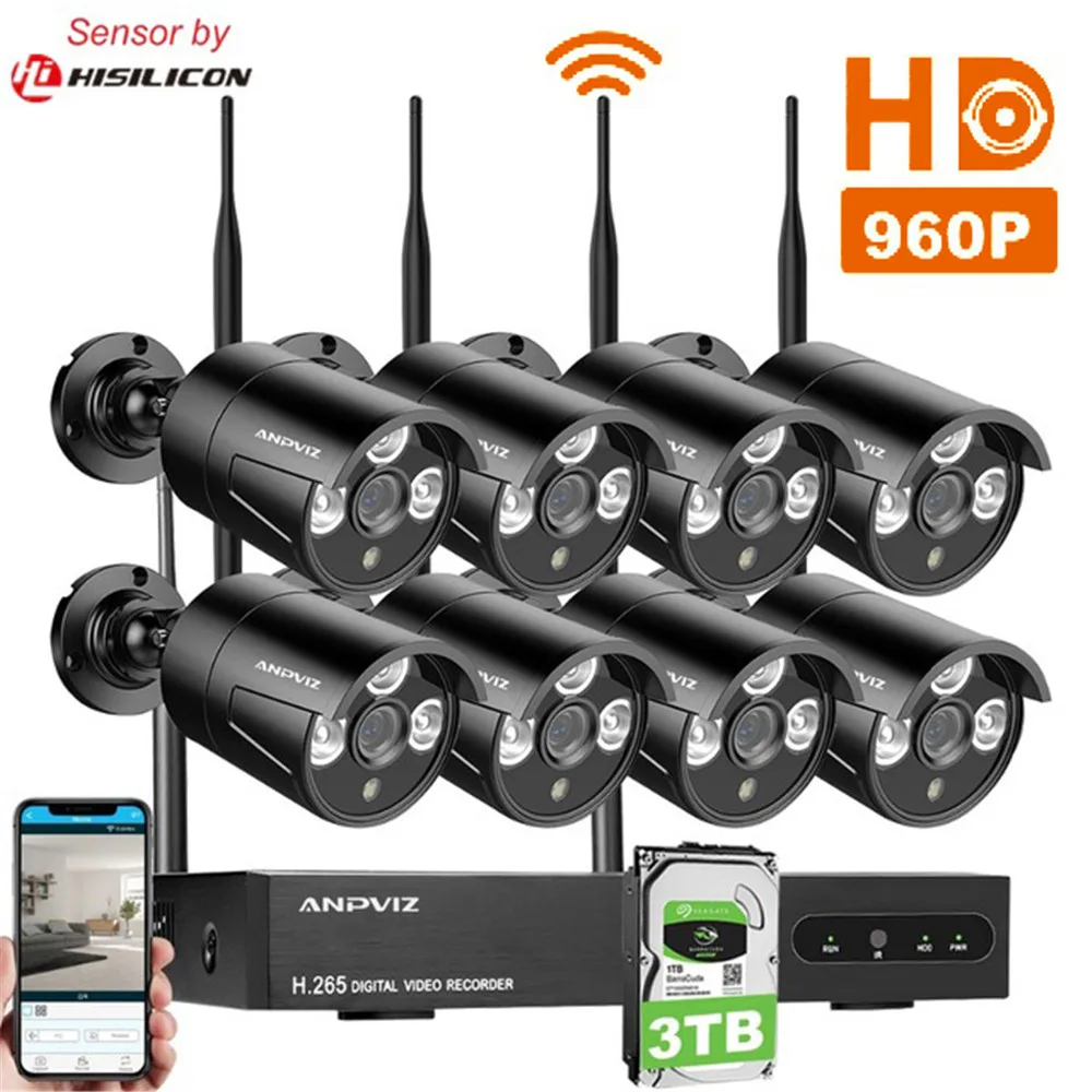 

8CH 1080P NVR Kit IP Camera 960P HD Wireless Security Camera System Waterproof Wifi Surveillance CCTV System Sensor by Hisilicon