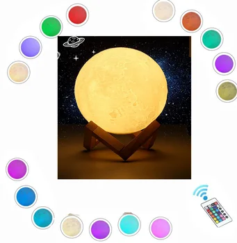 

3D Print Moon Night Lamp Colorful Change Touch Switch Usb Rechargeable Led Night Light Home Decor Creative Gift