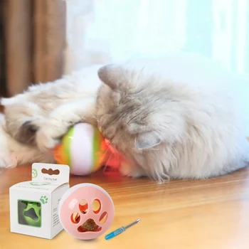 

@HE Pet Cat Interactive Smart Tease Ball Cat Electronic Luminescent Catnip Vocal Hollowed Bell Catnip Automatic Interactive Toy