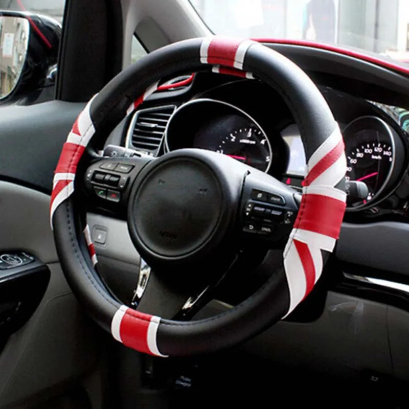 UK Flag Printed Steering Wheel Cover For Car Leather Steeing Wheel Case