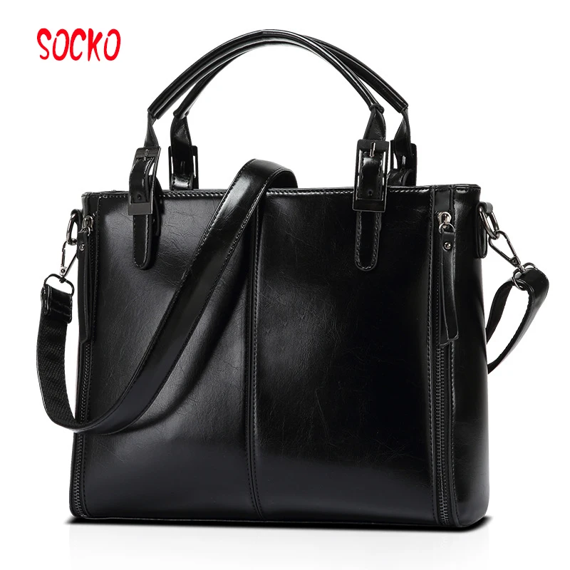 2017 New fashion women Oil Wax pu leather handbag shoulder messenger