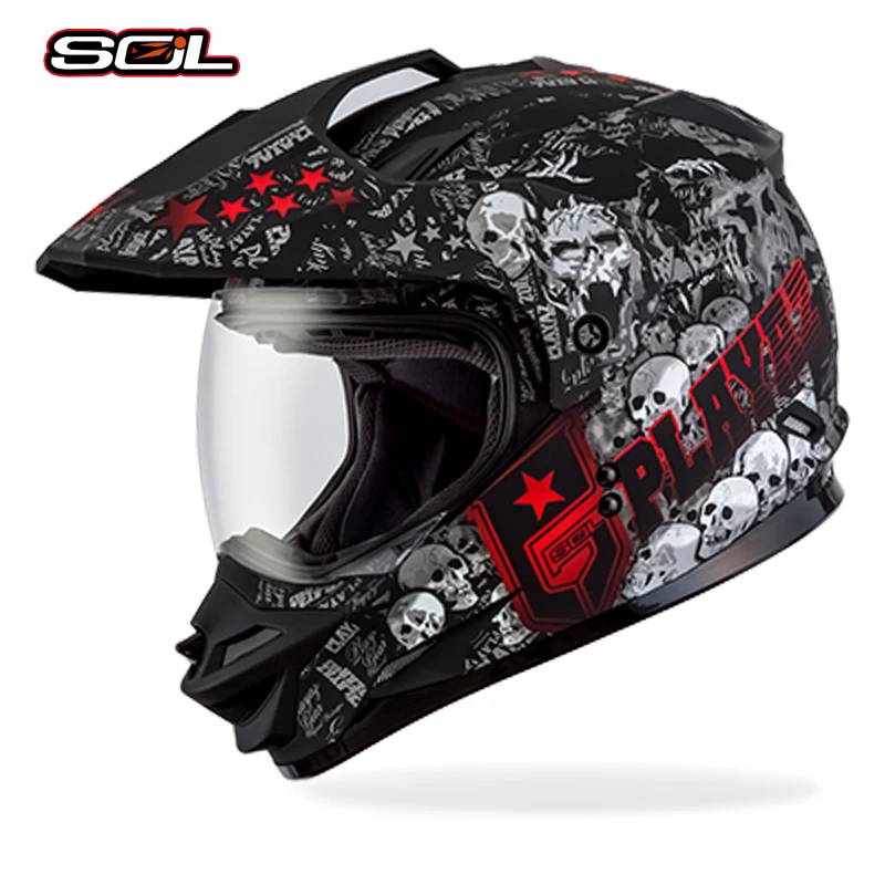 

SOL Helmet DOT dual lens motocycle helmet full face motorcycle helmet with inner sun visor casque helmet ABS Material
