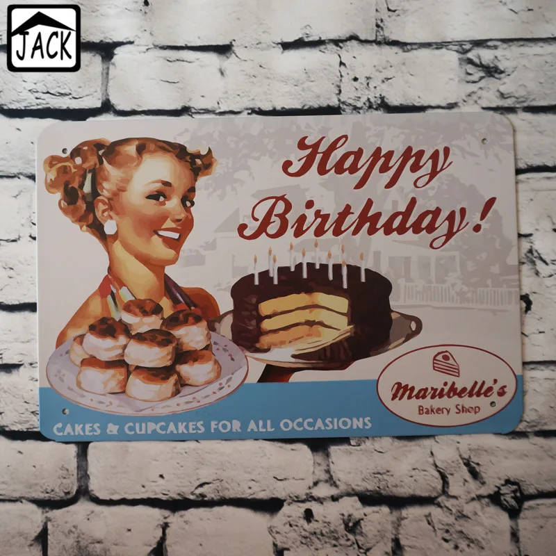 happy birthday bakery shop cakescupcake 20x30cm vintage plate metal tin signs wall decor bar club barn - Bedroom Wall Plaques happy birthday bakery shop cakescupcake 20x30cm vintage plate metal tin signs wall decor bar club barn - Bedroom Wall Plaques