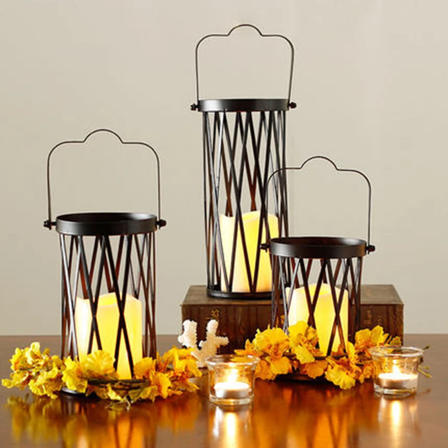 Metal Candle Holder Stands Lantern Chandelier Decorative Candle