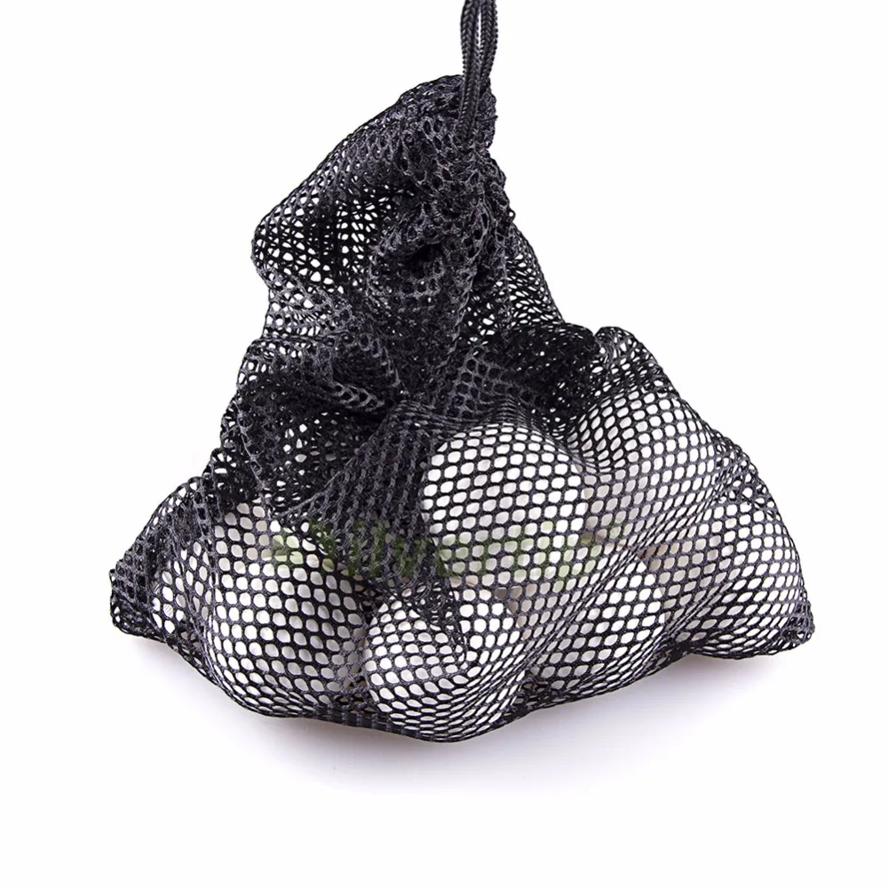 1 шт. черный нейлоновый мешок для гольфа, сумка для гольфа, настольного тенниса, 48 мячей, держатель для переноски, застежка на веревку, 30x19 см
