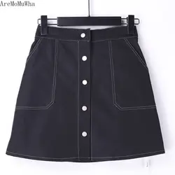 AreMoMuWha 2019 новые весенние женские Джинсовая юбка дикий простой ветер однотонная джинсовая мешок хип пикантные повседневное Street QX404