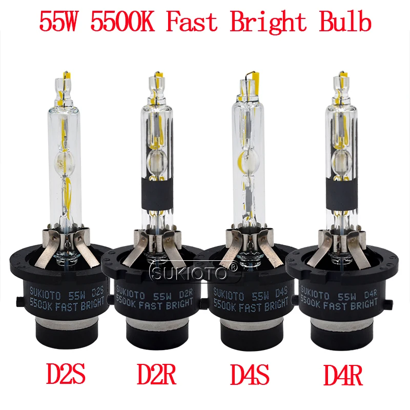 SUKIOTO Premium 55W Xenon D2S D4S Car Headlight HID Bulb 5500K D2S D4S HID Projector Lens Bulb For 55W D2R D4R Xenon Ballast Kit (2)