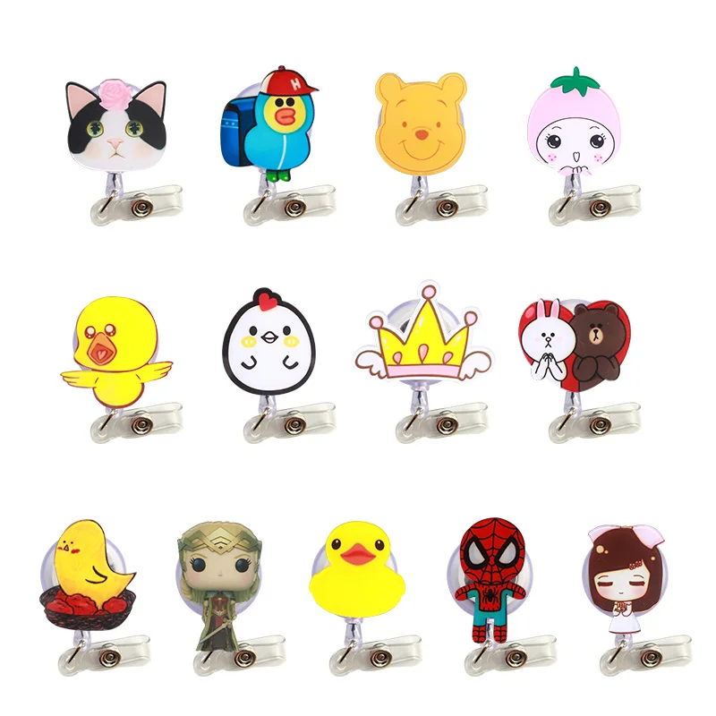 

2019 New Acrylic card case holder Bank Credit Card Holders Card Bus ID Holders Identity Badge with Cartoon Retractable Reel