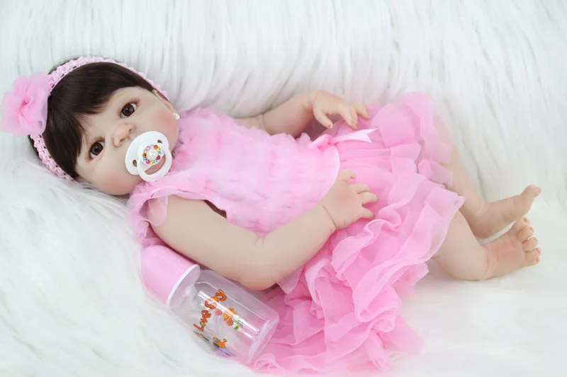 2" полный Силиконовый Bebe Reborn Girl Lifelike 55 см виниловые куклы для новорожденных малышей водонепроницаемый тело мальчик и девочка рост партнер