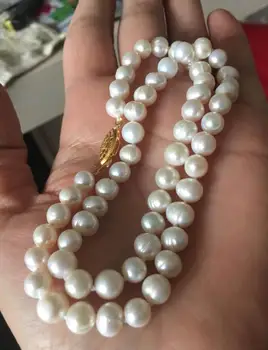 

6-7mm Real Natural White Freshwater Akoya Cultured Pearl Necklace 17" (42cm))
