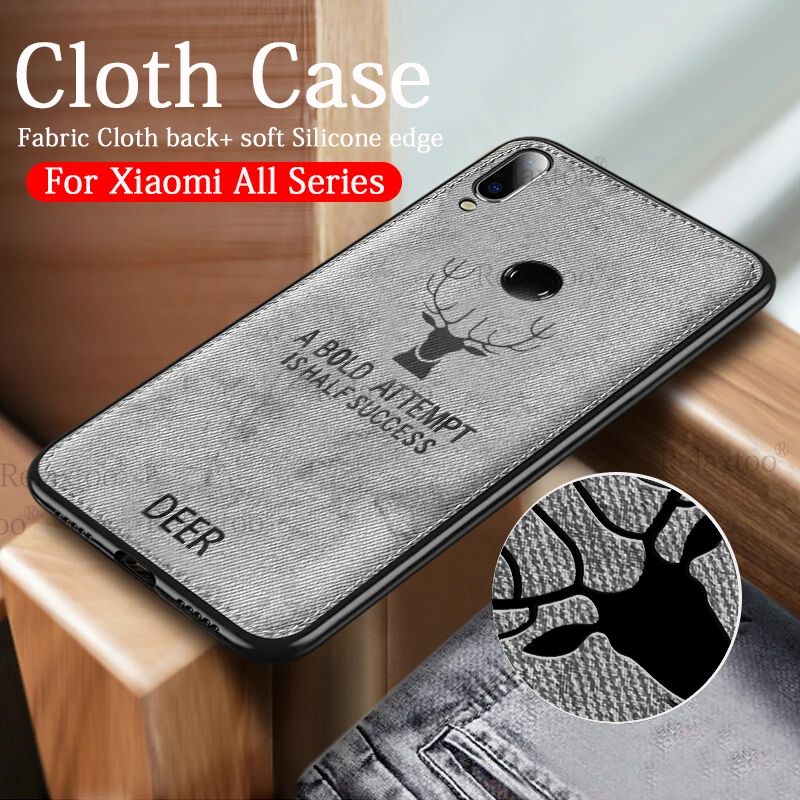 

Cloth Fabric case for xiaomi redmi note 5 6 pro 7 6a mi a2 lite 8 9 se a1 a2 6x pocophone F1 mix 2s max 2 3 Silicone phone Cover