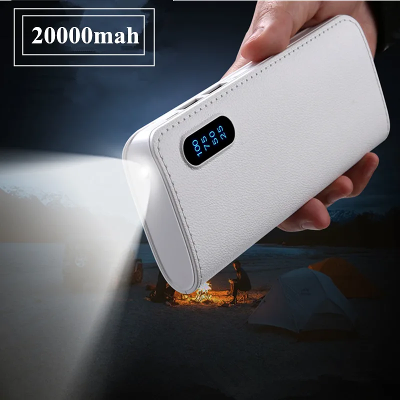 Новый 20000 мАч power Bank Портативный 18650 bank Аккумулятор power-bank с двойной светодио дный