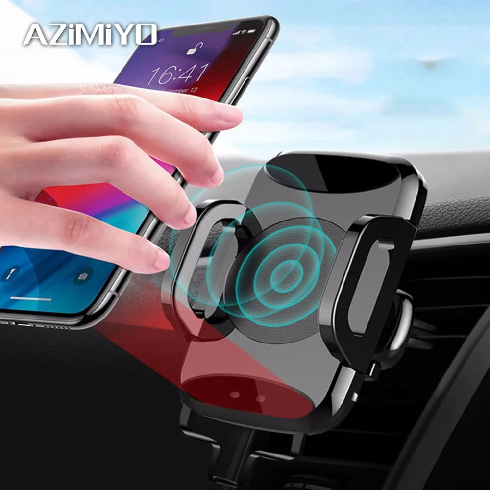 

AZiMiYO Qi Car Wireless Charger For iPhone Xs Max Xr Samsung S10 S9 Intelligent Infrared Fast Wirless Charging Car Phone Holder