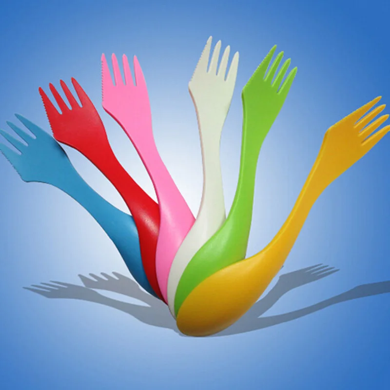 

Plastic Spoon Fork Camping Spoon-fork-knife Set Tableware for Kids Multifunnction Spoon-fork-knife Combo 2019 Random Color