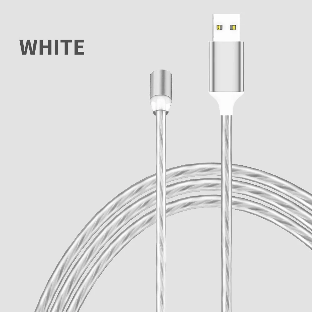 KISSCASE светодиодный магнитный Micro USB кабель для iPhone samsung type-C кабель магнитное зарядное устройство USB type-C кабели для мобильных телефонов - Цвет: White